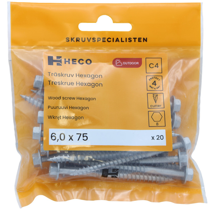 Träskruv Protect 4 6 x 75 mm 20-pack Heco